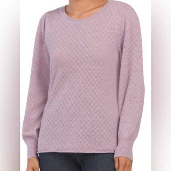 Nicole Miller Fine Merino Wool Pointless lilac Sweater MED NWT - Picture 1 of 11